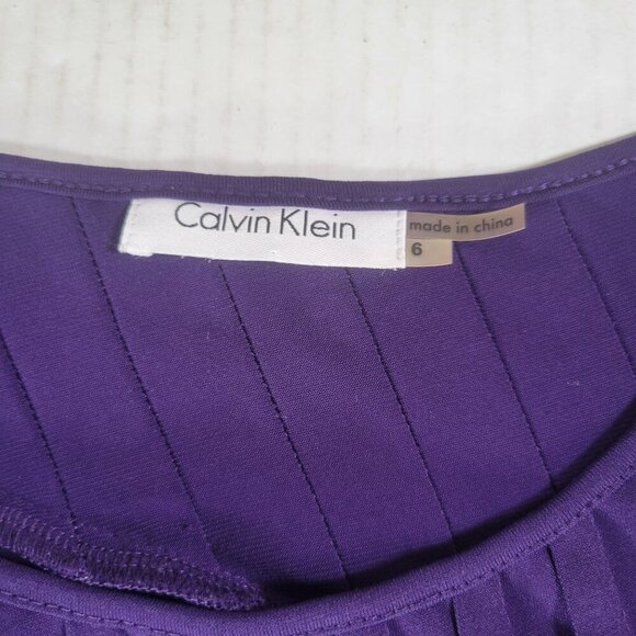 Calvin Klein Purple Textured Professional Formal Sleeveless Bodycon Dress Sz 6 - Picture 2 of 5
